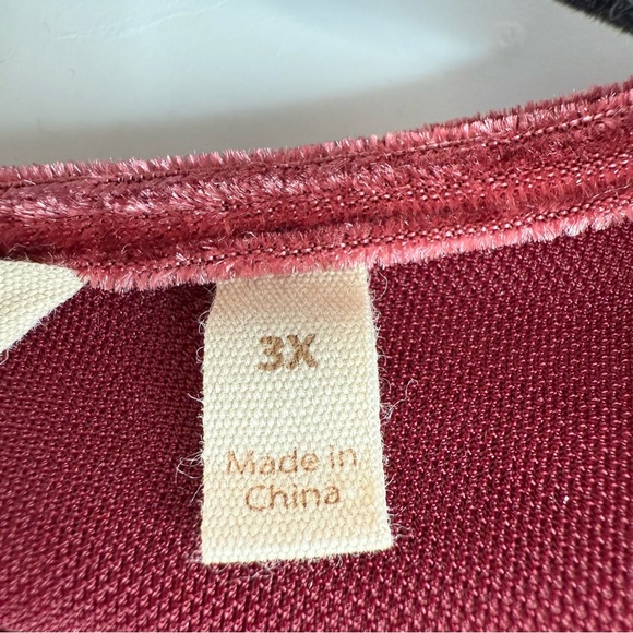 Soft Surroundings Wine Velvet Draped Ruched Front Top Women’s 3X - Picture 10 of 12